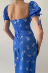Mavi Yaprak desenli elbise