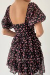 Wedney Siyah Çiçekli Mini Elbise